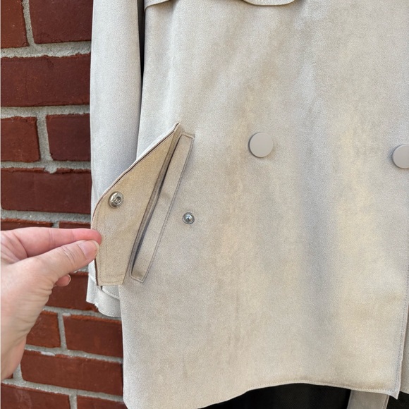 Zara Faux Suede Short Trench Coat - Picture 4 of 10